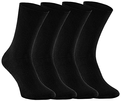 Rainbow Socks - Premium Damen Herren Diabetiker Socken Ohne Gummibund - 4 Paar - Schwarz - Größen 44-46 von Rainbow Socks