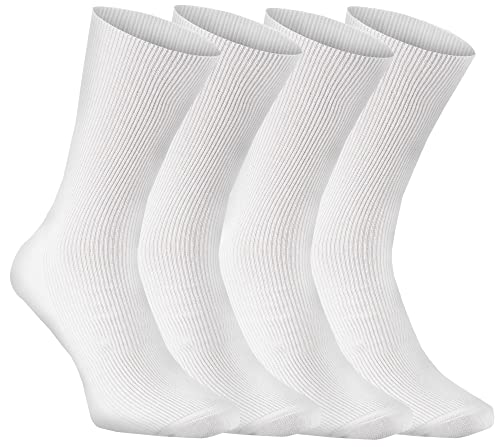 Rainbow Socks - Premium Damen Herren Diabetiker Socken Ohne Gummibund - 4 Paar - Weiß - Größen 36-38 von Rainbow Socks