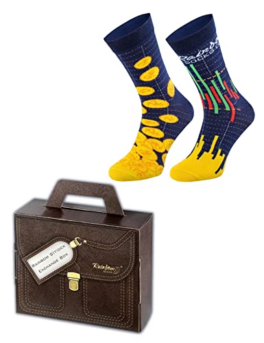 Rainbow Socks – Rainbow S(T) ck Exchange Box - Damen Herren Börse Stocks Novelty Gift Geshenke Socken Für Finanzer Investor Händler Geschäftsfrau Geschäftsmann - 1 Paar - Größen 36-40 von Rainbow Socks