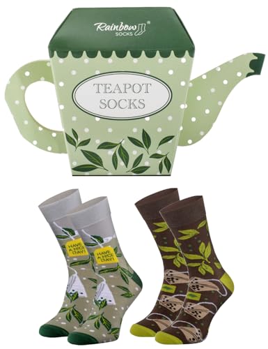 Rainbow Socks - Teekanne Socken - Herren Damen Novelty Socks - Socken Geschenk - Teapot Box Socks - 2 Paar - Größen 36-40 von Rainbow Socks