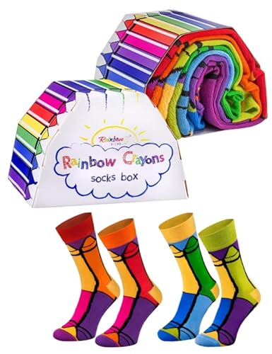 Rainbow Socks - Unisex Damen Herren - Buntstiftsocken in Einer Verpackung in Form Vom Regenbogen – für Sie, für Ihn – Regenbogensocken fürs Geschenk - 2 Paar - Buntstiftsocken - 36-40 von Rainbow Socks