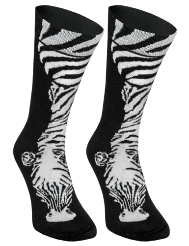 Rainbow Socks - Unisex Damen Herren - Schwarz-Weisse Socken Mit Mustern – Schwarz-Weisse- Tiere - 1 Paar - ZEBRA - 41-46 von Rainbow Socks