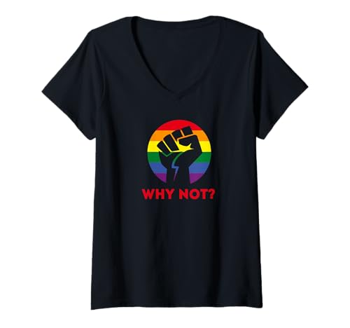 Damen kampf faust rebell anti regenbogen CSD Gay LGBTQ++ T-Shirt mit V-Ausschnitt Damen kampf faust rebell anti regenbogen CSD Gay LGBTQ++ T-Shirt mit V-Ausschnitt von Rainbow design for unity