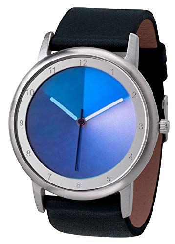 Rainbow Watch Unisex Uhr Quarz Avantgardia Blues mit schwarzem Echtlederarmband von Rainbow e-motion of color