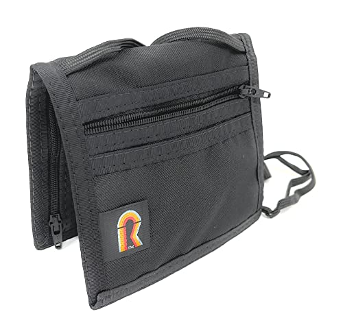 Rainbow of California Bifold Neck ID Wallet - Groß - Made in USA, Schwarz, Große Geldbörse von Rainbow of California