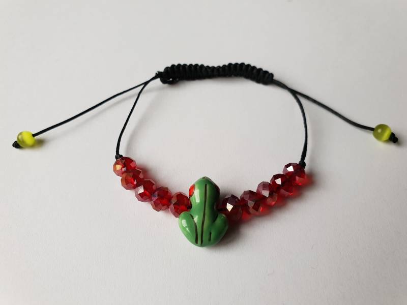 Crystal Bead Porzellan Frosch Verstellbares Armband Crystal Bead Porzellan Frosch Verstellbares Armband von RainbowDreamsbyMaria