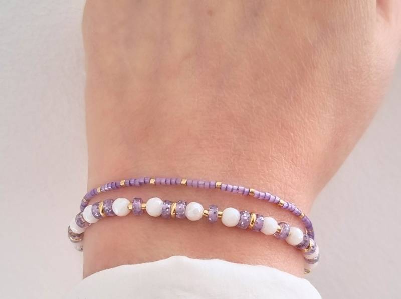Armband Set Miyuki & Perlen Polaris Disc Mit Natursteinperlen Und Edelstahl von RainbowFairground