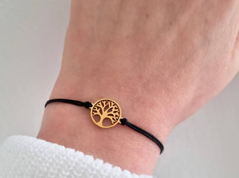 Lebensbaum Armband Edelstahl in Geschenkverpackung, Zart Und Minimalistisch, Wunschfarbe Größenverstellbar von RainbowFairground