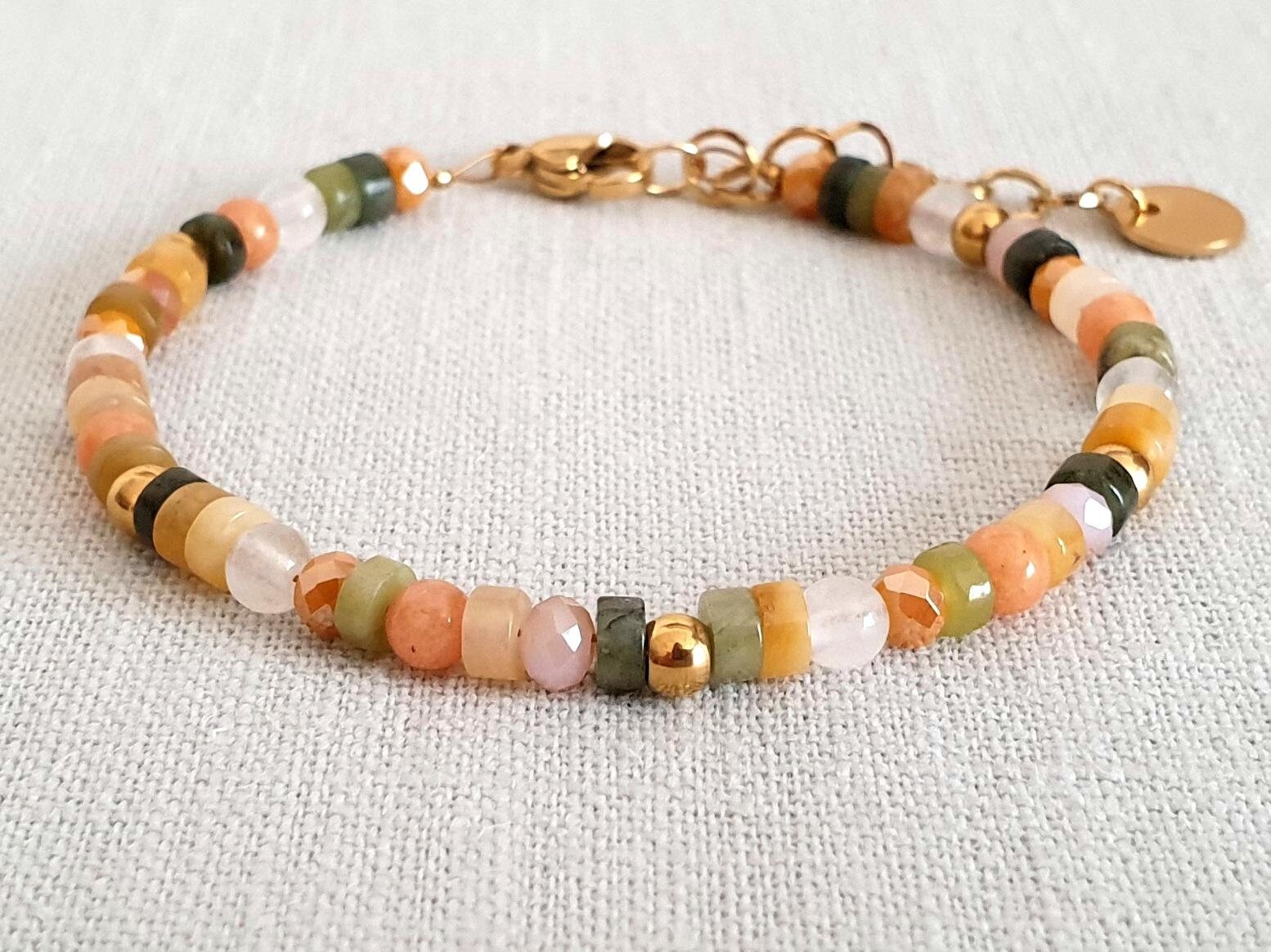 Perlenarmband Halbedelstein, Naturstein Zart Mit Verlängerungskette Edelstahl Perlenarmband Halbedelstein, Naturstein Zart Mit Verlängerungskette Edelstahl von RainbowFairground