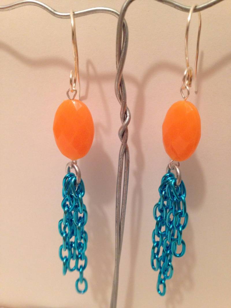 Blau Und Orange Ohrringe von RainbowFishWorks
