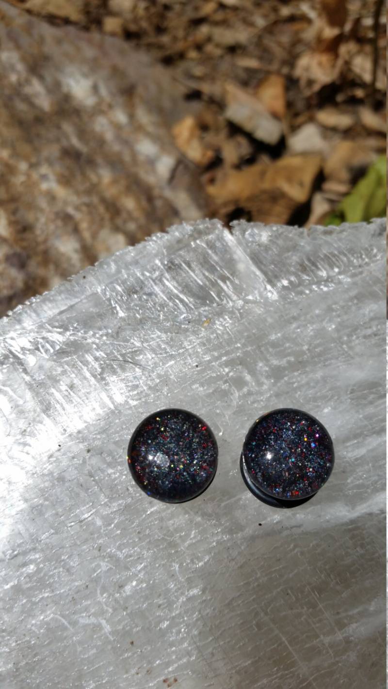 Graue Und Rote Glitzer Plugs 7/16" von RainbowFishWorks