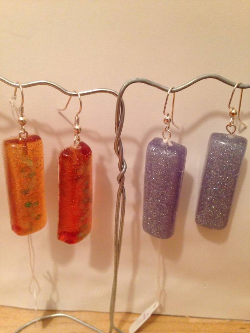 Große Harz Rechteck Ohrringe von RainbowFishWorks