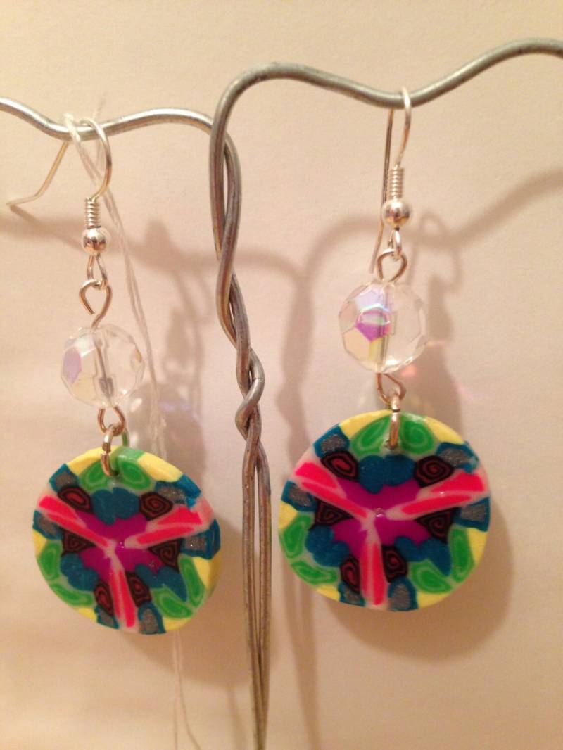 Polymer Clay Kaleidoskop Ohrringe von RainbowFishWorks