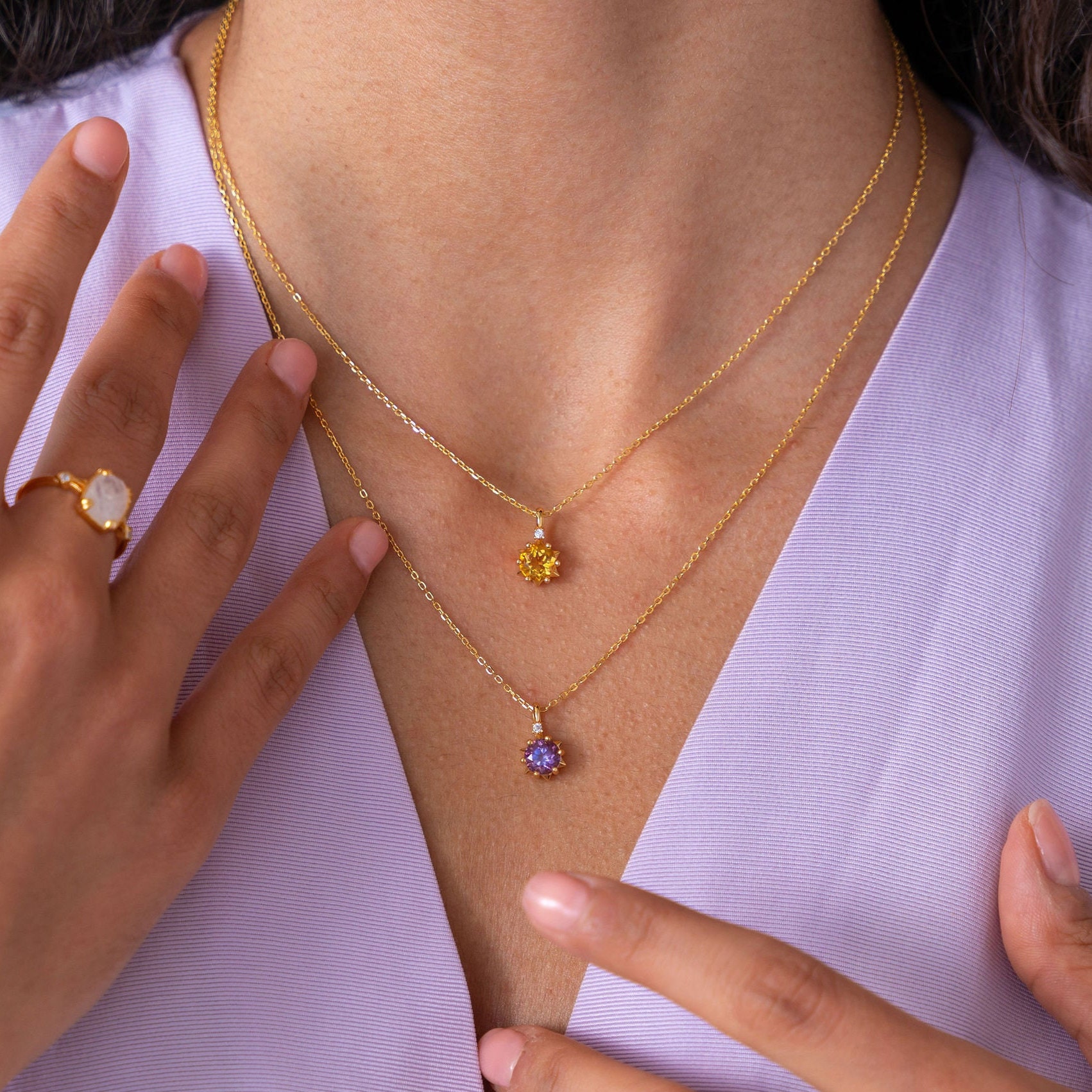 Natürliche Geburtsstein Stern Halsketten, Edelstein Gold Anhänger Halskette, Geburtstagsgeschenke Für Frauen, Schmuck Geschenke Sie von RainbowRocksStudio