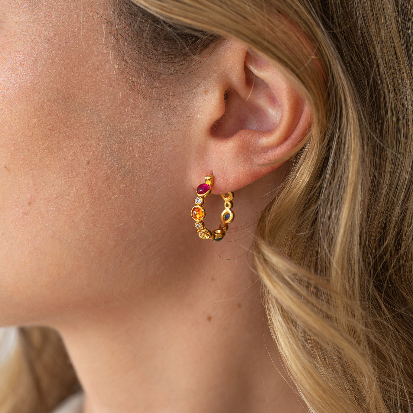 Regenbogen Creolen Vergoldet 925 Sterling Silber, Creolen, Geschenke Für Sie, Geburtstagsgeschenke von RainbowRocksStudio