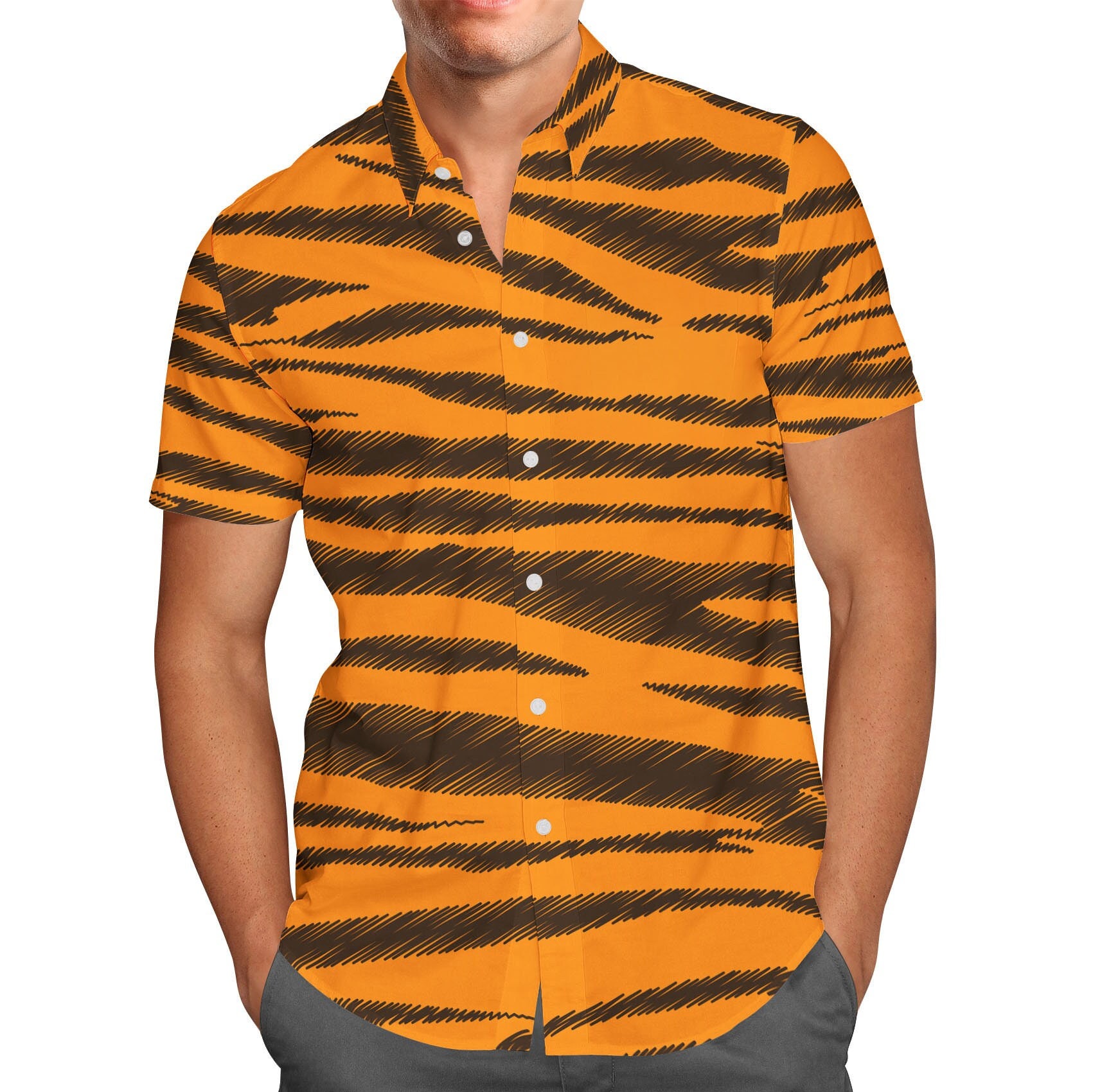 Tigger Stripes - Winnie The Pooh Inspiriertes Herren Kurzarm Hemd in Xs 5Xl von RainbowRules