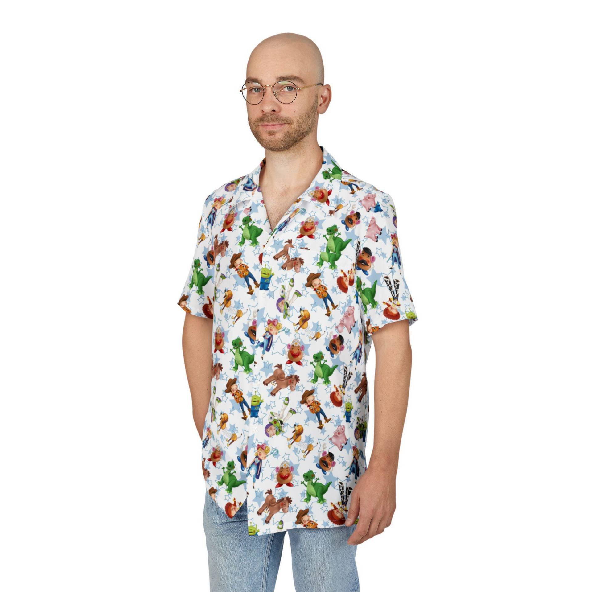 Toy Story Friends - Herren Button-Down Kurzarm-Taschen-Shirt | Made in Usa von RainbowRules