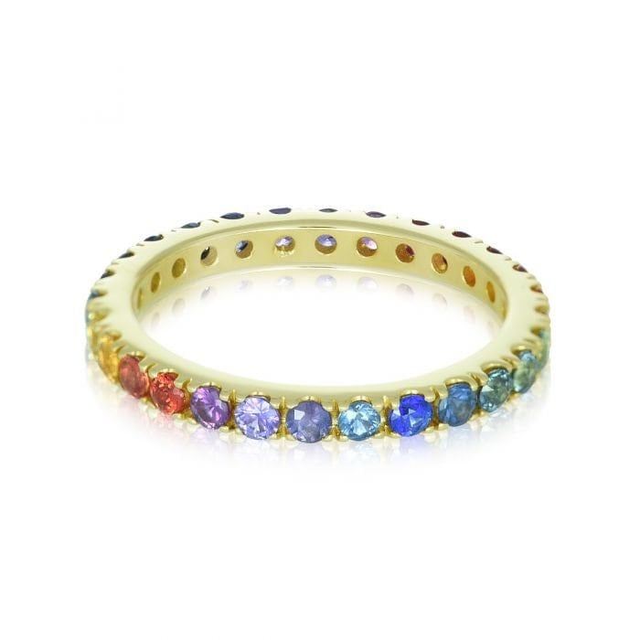 Regenbogen-Saphir-stapelring Aus 14-Karätigem 18-Karätigem Gold Mit Saphir-Ewigkeitsband von RainbowSapphires