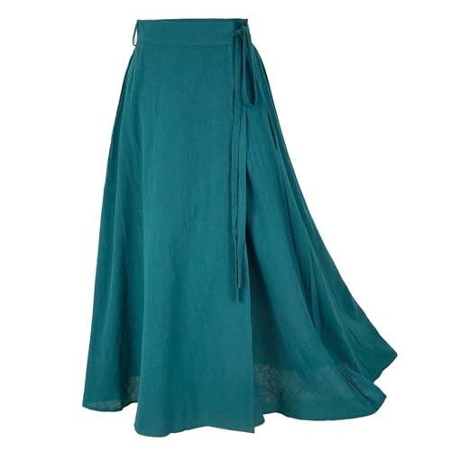 Rainday Damen Übergröße Leinen Wickelrock Casual Maxirock Vintage A-Linie Leinenrock, Z2973xgn, Groß von Rainday
