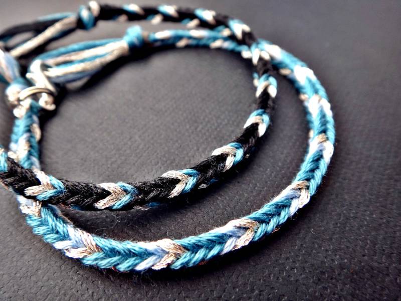 Antik Blau & Schwarz Handgemacht Freundschafts Armband Paar Armbänder Set Von 2 von RainieLoveThings