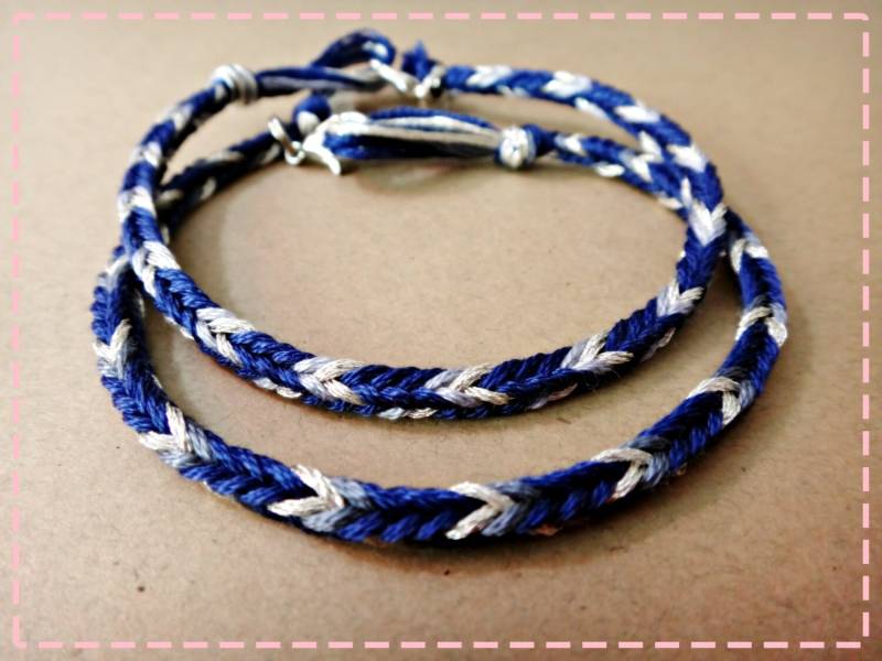 Handgefertigte Paare Matching Armbänder Dark Navy Blau & Silber Farbe Bff Freundschaft Armband Paar Liebe Pulsera De Pareja 2Er Set von RainieLoveThings
