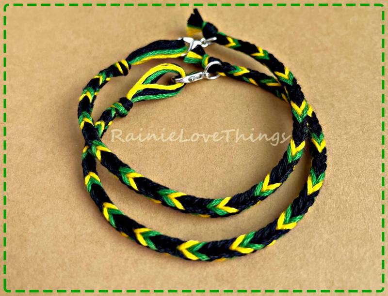 Handgefertigtes Schwarz Grün Gelb Freundschaftsarmband Paar Armbänder Für Sie Und Ihn Jamaika 2Er Set Handgefertigtes Schwarz Grün Gelb Freundschaftsarmband Paar Armbänder Für Sie Und Ihn Jamaika 2Er Set von RainieLoveThings