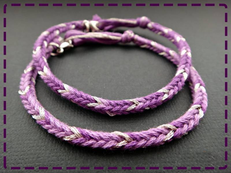 Lila & Silber Paare Passende Liebe Armbänder Handmade Bff Freundschaft Armband Paar Pulsera De Pareja 2Er Set von RainieLoveThings