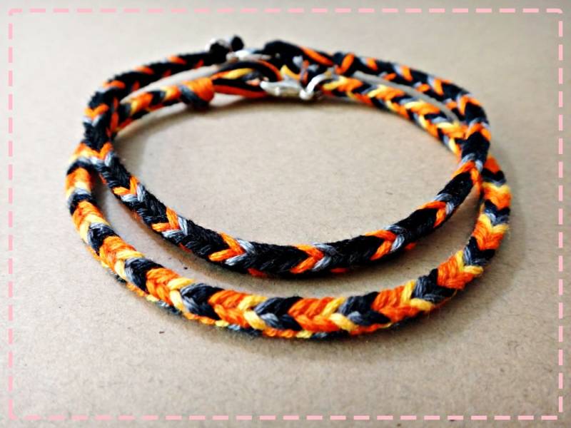 Orange & Schwarz Handmade Matching Paare Liebe Armbänder Bff Freundschaftsarmband Paar Pulsera De Pareja 2Er Set von RainieLoveThings