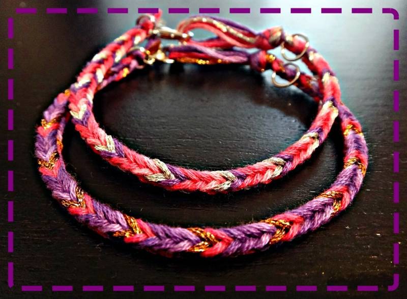 Pink Lila & Gold Farbe Handmade Freundschaft Armband Paar Armbänder Set Von 2 von RainieLoveThings