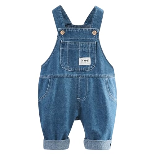 Rainjia 3 Monate - 5 Jahre Baby jungen Mädchen Latzhosen Overalls Baumwolle Gr. 74/80/86 kinder Denim Latzhosen mit Tasche Gr. 92/98 Jeanshose mit Hosenträger Baby ärmellos strampler 104/116 von Rainjia