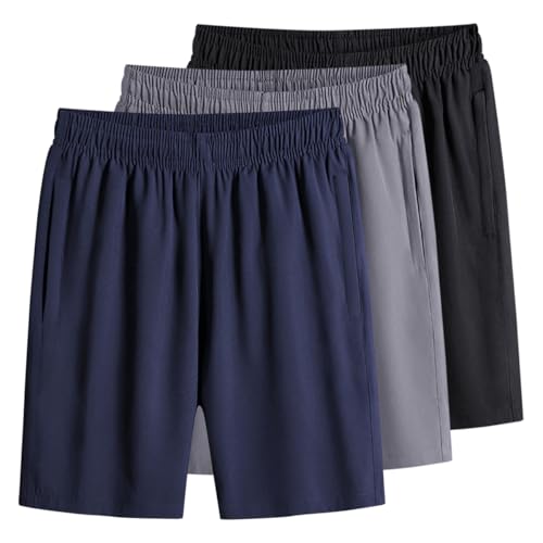 Rainjia 3 Stück Sportshorts Kurze Hosen Herren Bermuda Shorts Sommer Cargohose Herren kurz mit 2 Taschen Leichter Bermuda Chino Shorts Sommer MTB Hose Wandershorts Arbeitsshorts S-3XL von Rainjia