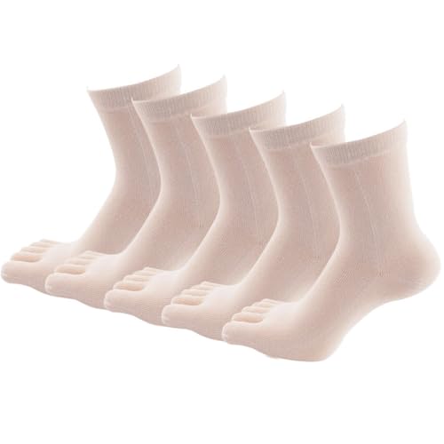 Rainjia 5 Paar Damen Einfarbige Zehensocken Laufsocken baumwolle Fünf Finger Socken Mädchen Damen Sneaker Sportsocken mit Zehen, Mädchen Socken Bunte für Laufen Freizeit 34-39 von Rainjia