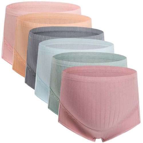 Rainjia 5er Pack Damen Umstandsmode Slip Hohe Taille Schwangerschaft Slip Umstandsslip Hohe Taillen Mutterschafts Unterhose Bauch Unterstützung Einstellbare Höschen Schwangere XS-XL von Rainjia
