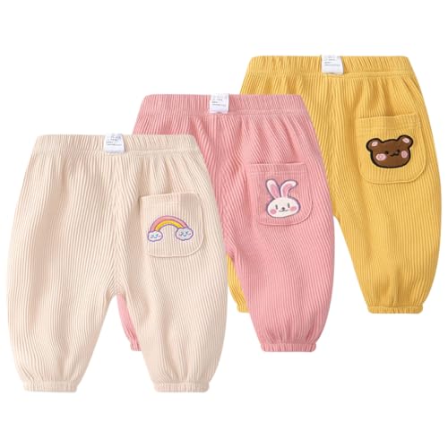 Rainjia Baby Cordhosen Pumphose Gr. 62/68/70/74 Baby Lange Hose Jungen Freizeithose Gr. 80/86/92 Mädchen Frühling Jogginghose mit Tasche 98/104 Herbst Baby Mädchen Schlupfhose 0 Monate - 4 Jahre von Rainjia