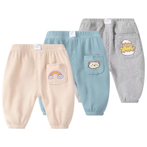 Rainjia Baby Cordhosen Pumphose Gr. 62/68/70/74 Baby Lange Hose Jungen Freizeithose Gr. 80/86/92 Mädchen Frühling Jogginghose mit Tasche 98/104 Herbst Baby Mädchen Schlupfhose 0 Monate - 4 Jahre von Rainjia