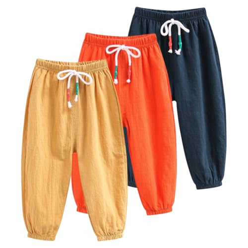 Rainjia Babyhose Baumwolle Pumphose Sommerhose 1-7 Jahre, 3er Pack Baby Leichte Haremshose Schlupfhose Mädchen Jogginghose dünne Freizeithose Baggy Jogger Hose Gr. 80/86/92/98/104/116 von Rainjia