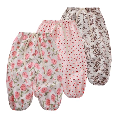 Rainjia Babyhose Schlupfhose Sommerhose 6-12Monate -5 Jahre, 3er Pack Baby Leichte Pumphose Haremshose Mädchen Jogginghose dünne Freizeithose Baggy Jogger Hose Gr. 68/74/80/86/92/104/116 von Rainjia