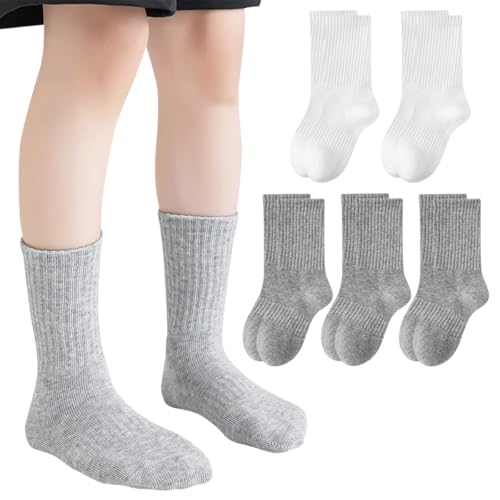 Rainjia Kindersocken Schwarz 3-18Jahre, Mädchen Jungen Socken Baumwolle 34-38 sneaker socken Weiß Strümpfe Grau Socken Crew Socks wandersocken schulkind Kindersocken von Rainjia