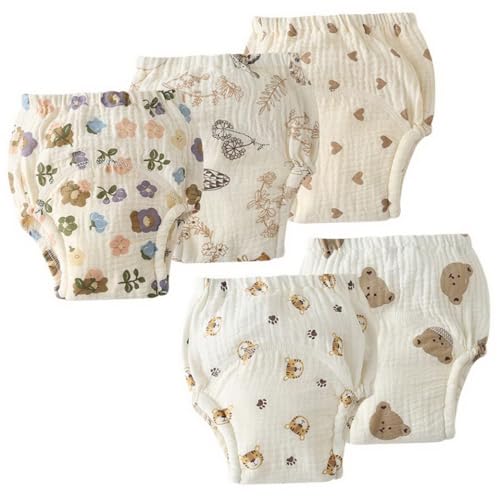 Rainjia Töpfchen Trainingshose, 5er Pack Baby Töpfchen Trainingshosen Unterwäsche 6 Monate - 4 Jahre Kleinkinder Windelhosen Trainerhosen Toilettentraining Unterwäsche 8-Schicht von Rainjia