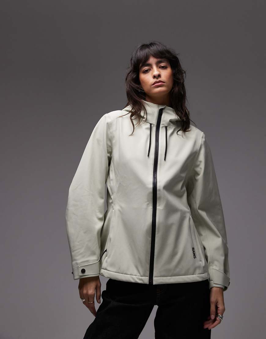 Rains - 12570 Suva - Wasserdichte Softshell-Jacke in Hellgrün mit Kapuze von Rains