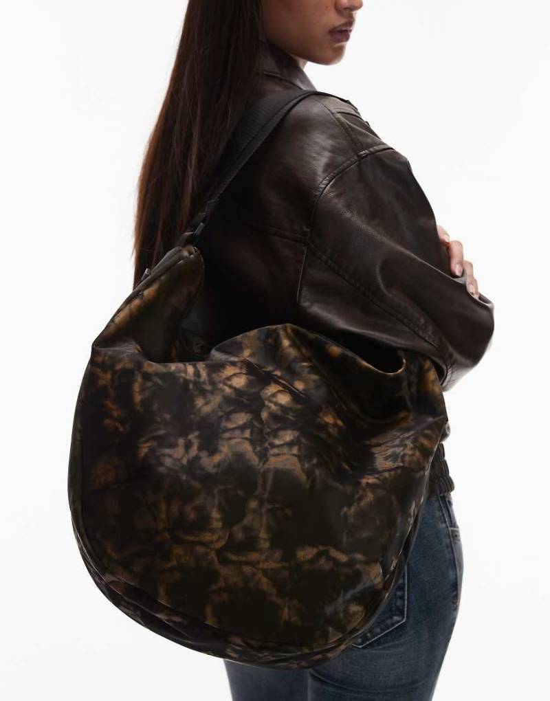 Rains - 13120 Valera - Wasserdichte, große Schultertasche in Braun mit schlammigem Muster-Print-Brown von Rains