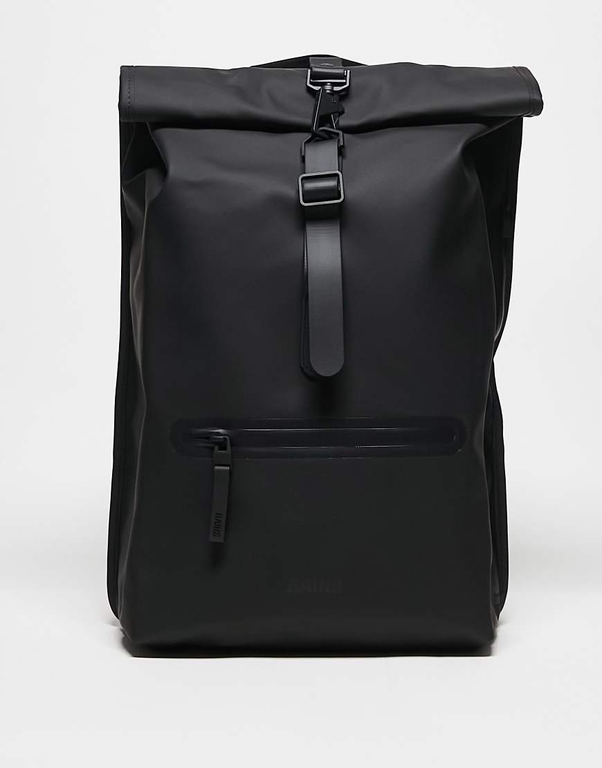 Rains - 13320 - Wasserfester Unisex-Rucksack mit Rolltop in Schwarz von Rains