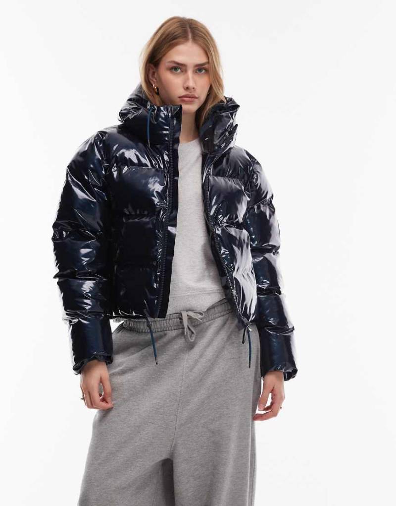 Rains - 15150 Alta - Kurze, wasserdichte Pufferjacke in glänzendem Marineblau von Rains