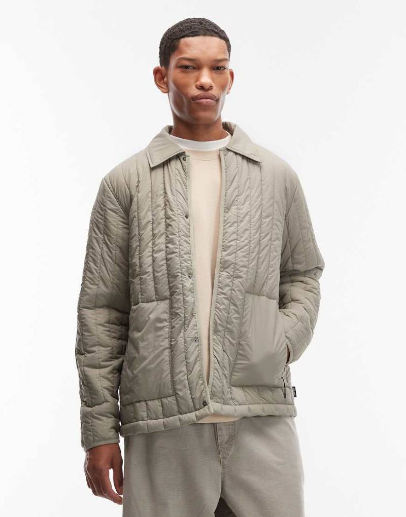 Rains - 21880 - Gesteppte Hemdjacke in Blassgrün mit durchgehendem Reißverschluss und Innenfutter von Rains