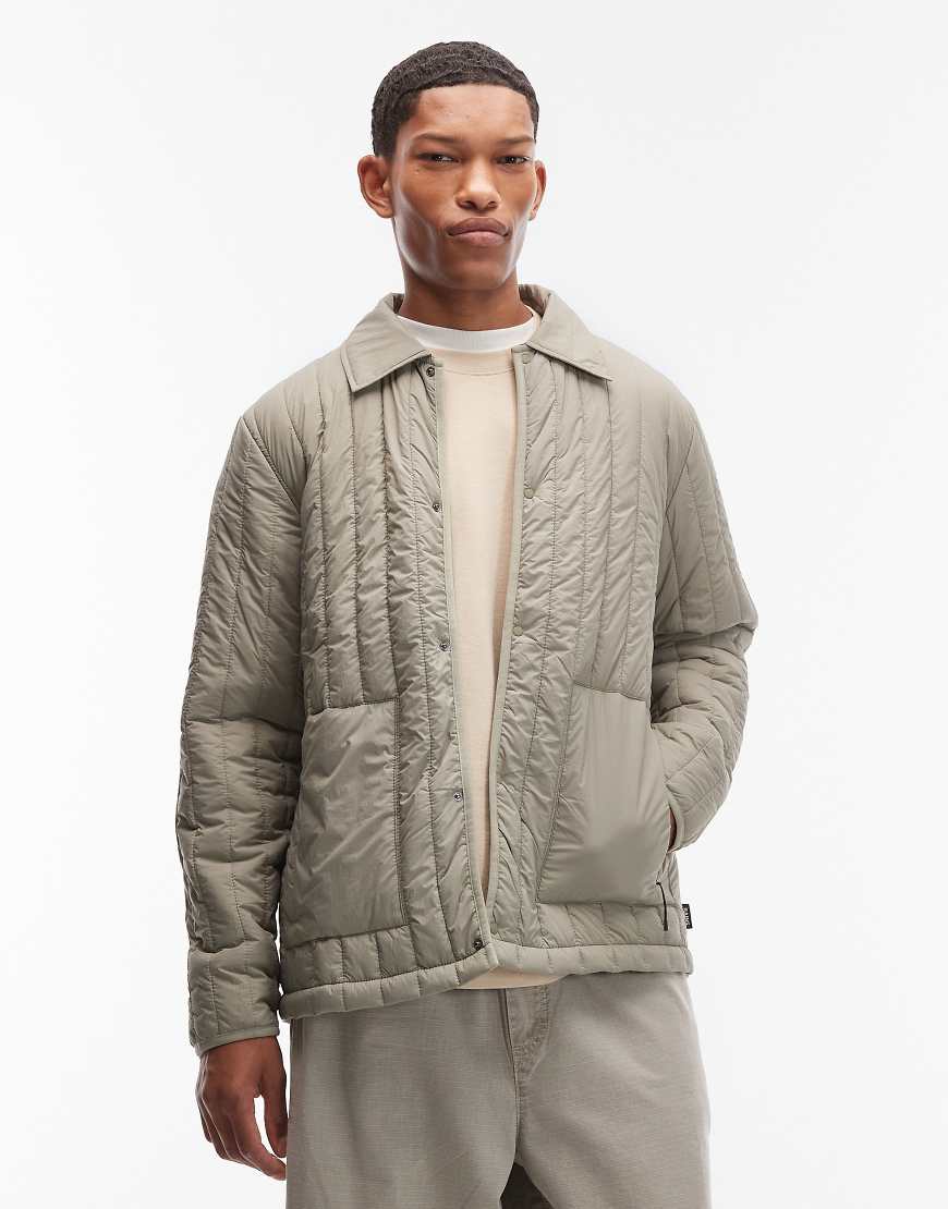 Rains - 21880 - Gesteppte Hemdjacke in Blassgrün mit durchgehendem Reißverschluss und Innenfutter von Rains