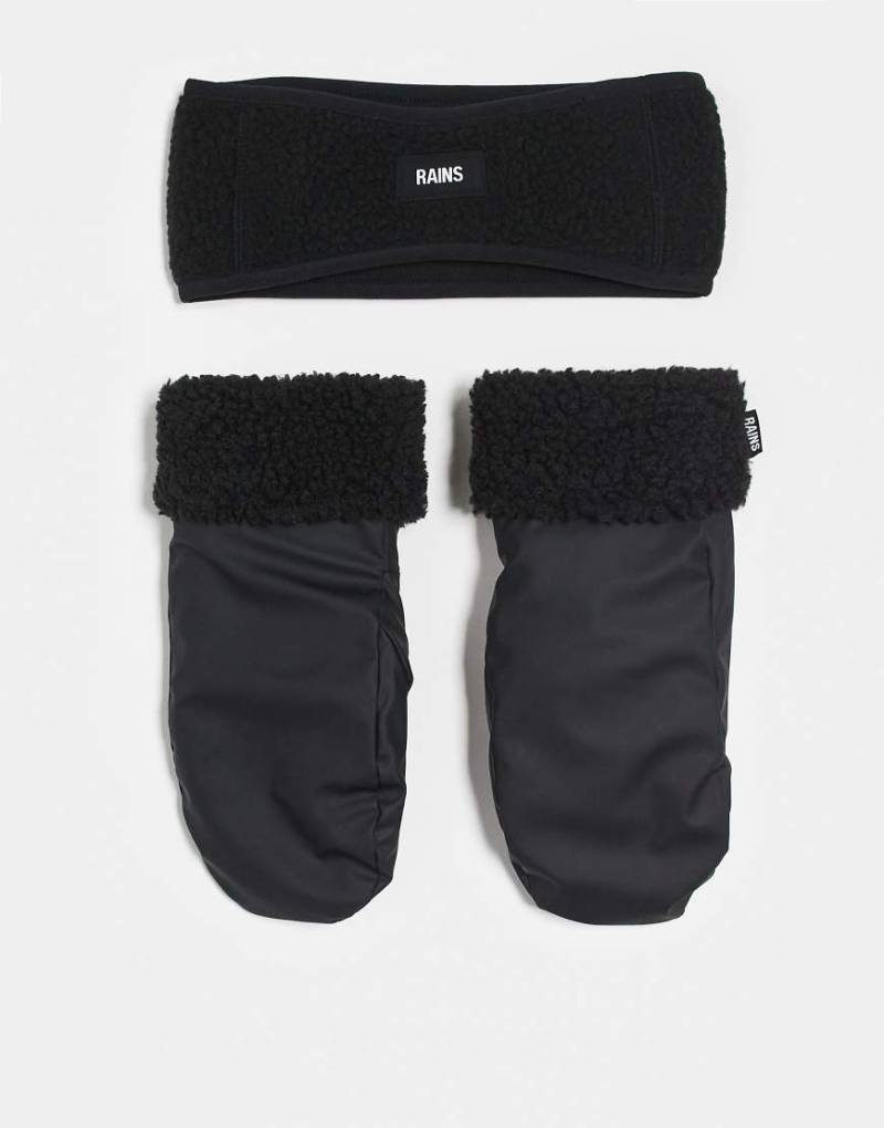 Rains 50020 - Winterhandschuhe und Stirnband-Set in Schwarz von Rains