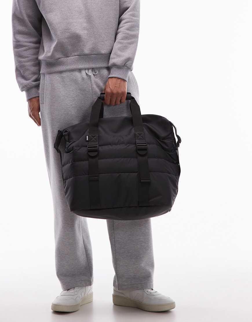 Rains - Kleine, wattierte Weekender-Tasche in Schwarz von Rains