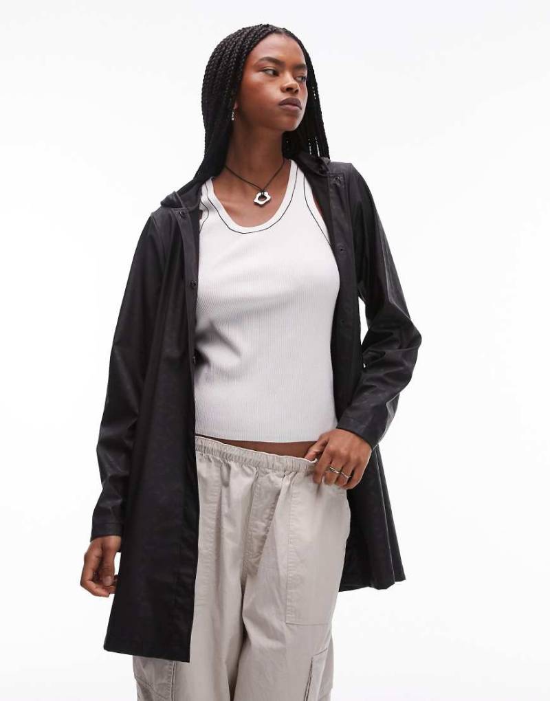 Rains - Wasserdichte Jacke in Schwarz mit farblich abgestimmtem Logo und A-Linien-Schnitt von Rains