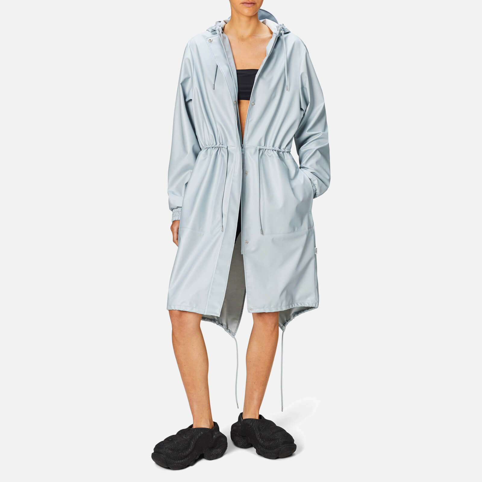 Rains Waterproof Drawstring Waist Shell Parka - S von Rains