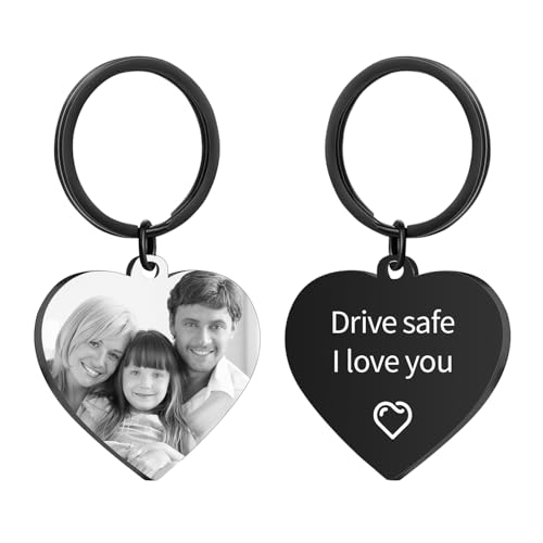 Rainsar Schlüsselanhänger Personalisiert, Personalisierter Schlüsselanhänger mit Foto Gravur Namen, Edelstahl Schlüsselanhänger Selbst Gestalten, Personalisierte Geschenke für Männer, Frauen, Papa von Rainsar